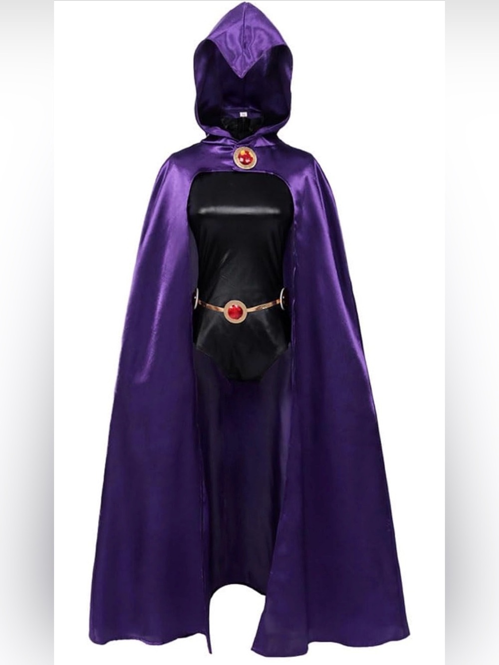 NWT Raven cosplay Purple Hooded Cape Costume with Belt Accent Size XS